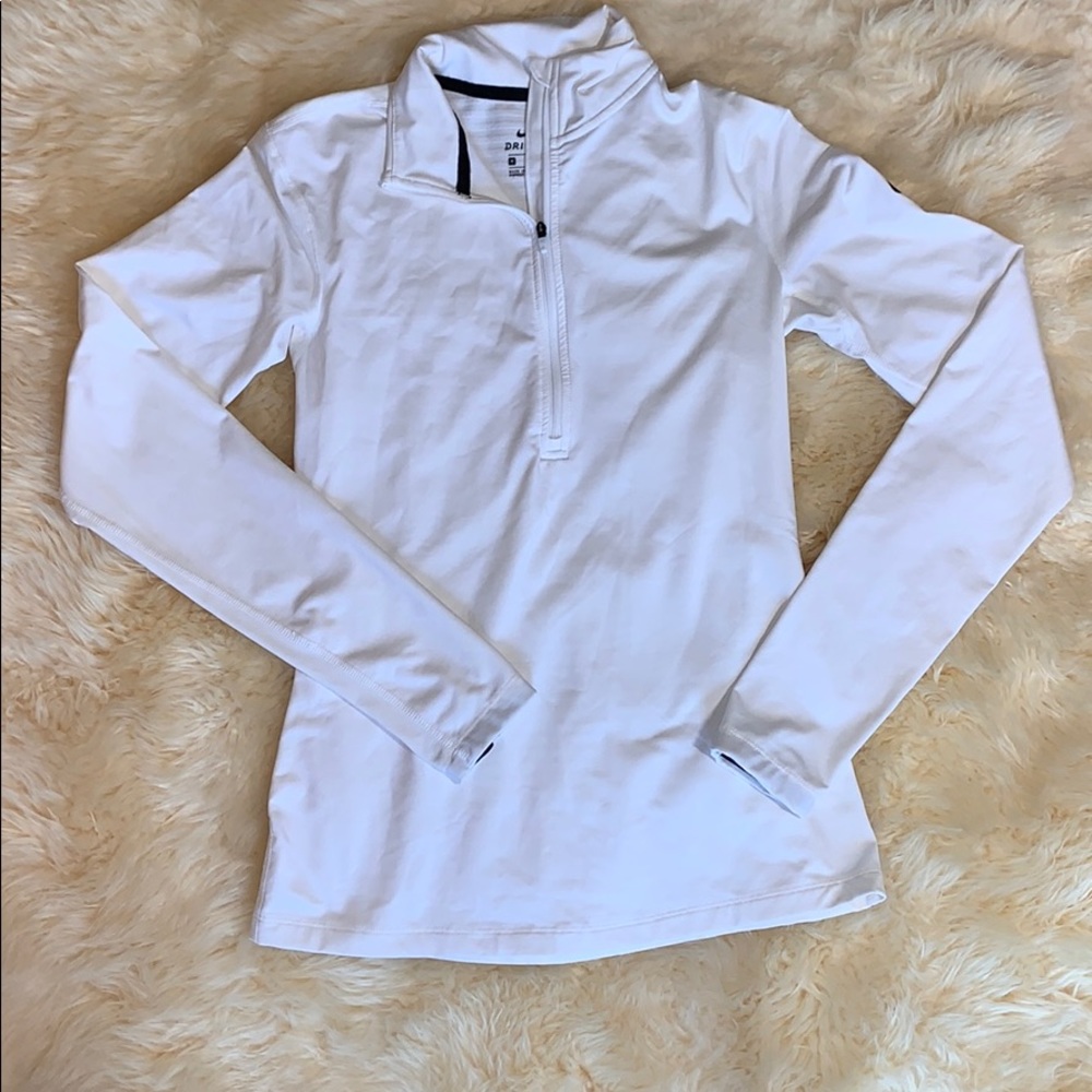 White Nike Half-Zip Fleece Pullover
